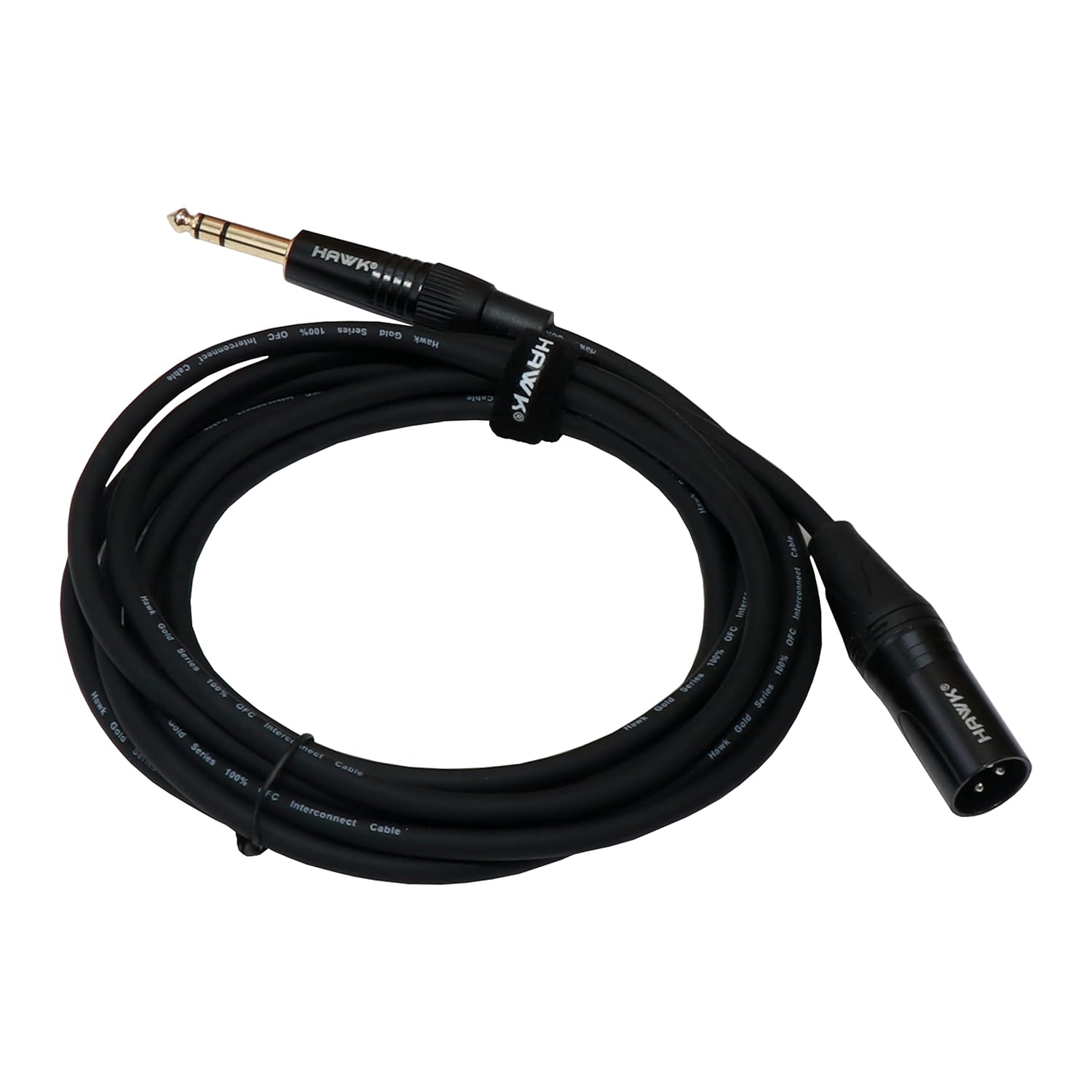 Hawk Proaudio SXSG010 Gold Series 6.35mm TRS Male to XLR Male Balanced Interconnect With Cable Tie for Monitor - 3 Meter (Black) - Golchha Computers