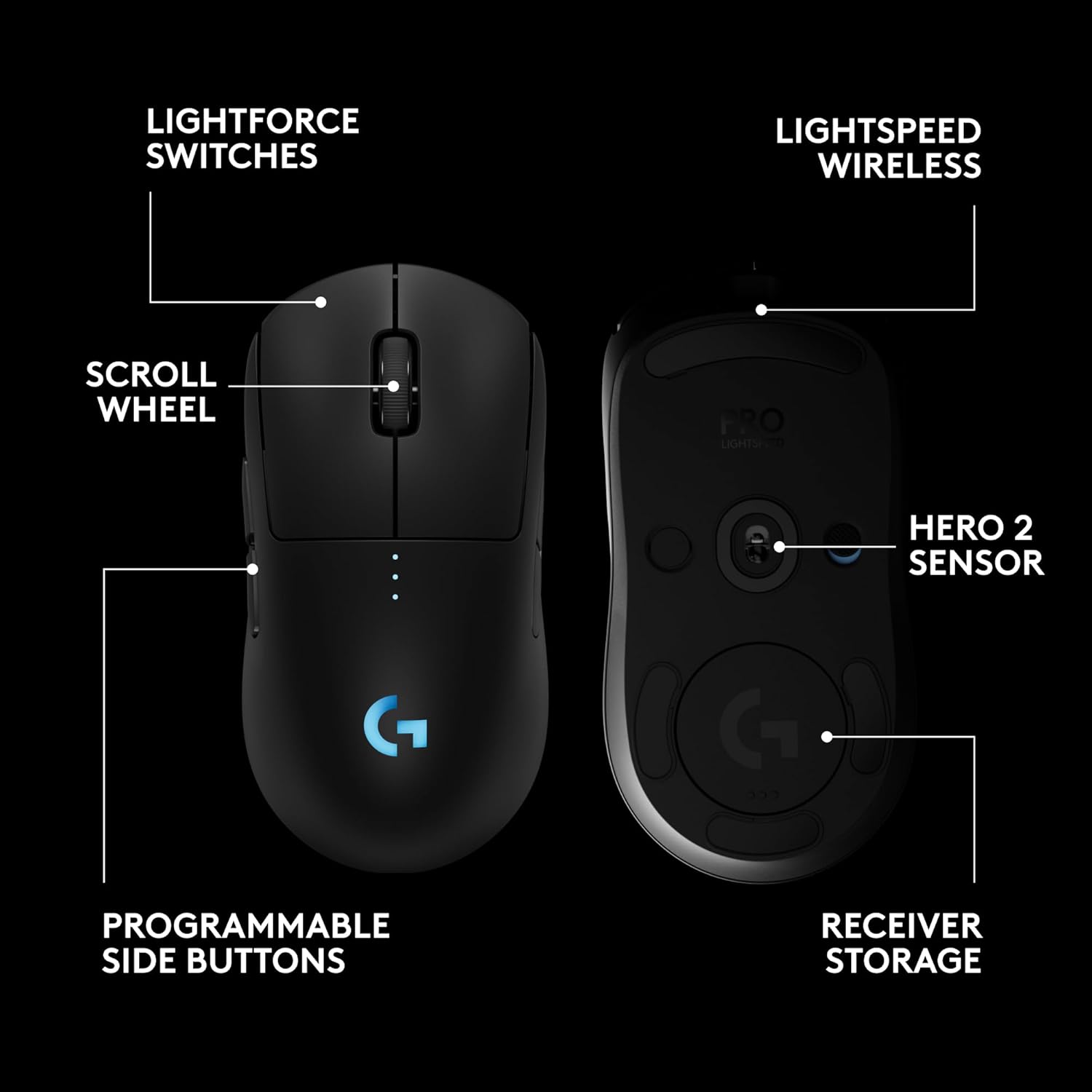 Logitech G PRO 2 Lightspeed Wireless Gaming Mouse (Black) - GOLCHHA COMPUTERS 
