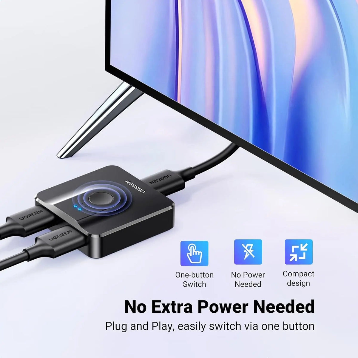 UGREEN 2-Port Bi-Directional HDMI Switch 4K 60Hz, No Power Needed (50966)