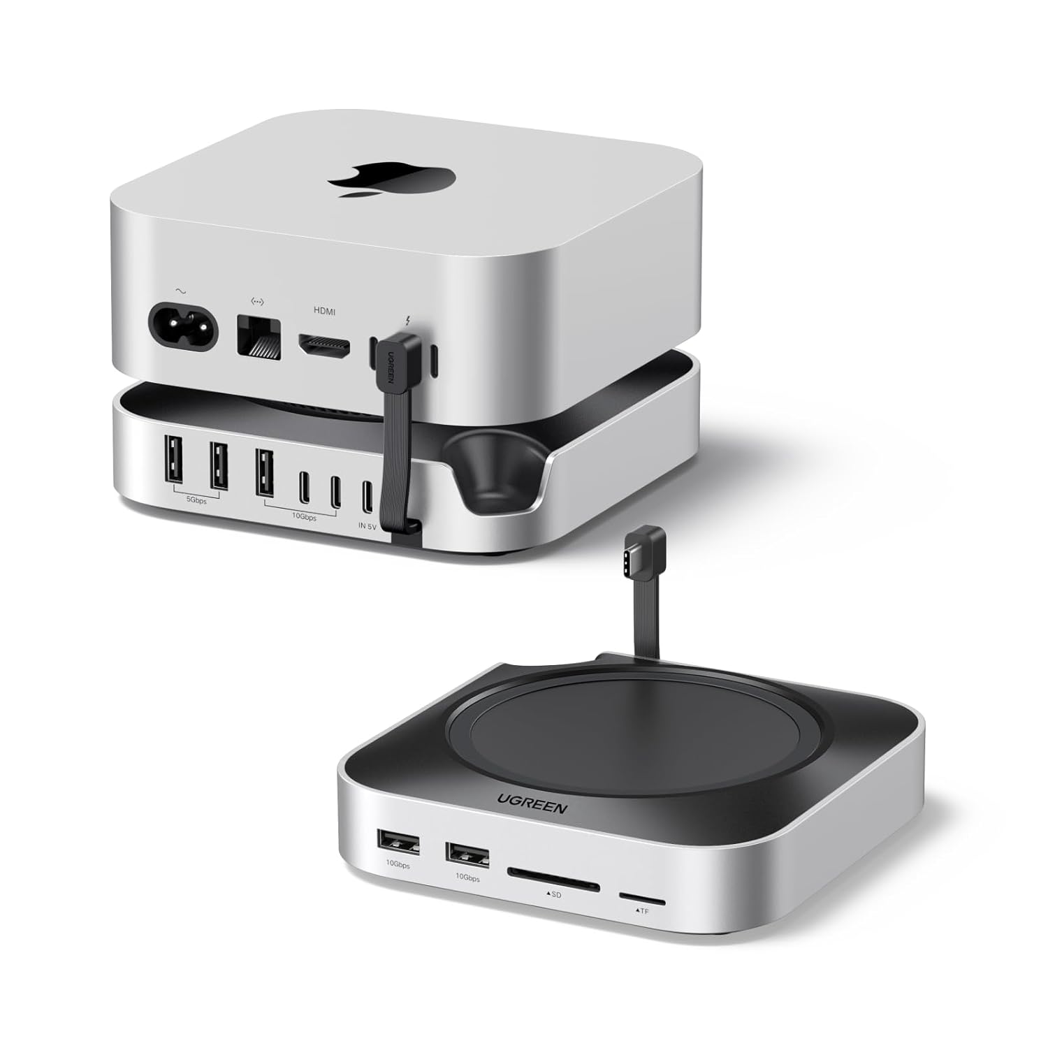 UGREEN Mac mini M4 or M4 Pro Dock 11-in-1 USB C Hub 8TB M.2 NVMe 10Gbps 5X USB-A 2X Type-C SD/TF Card Docking Station (65487) - GOLCHHA COMPUTERS 