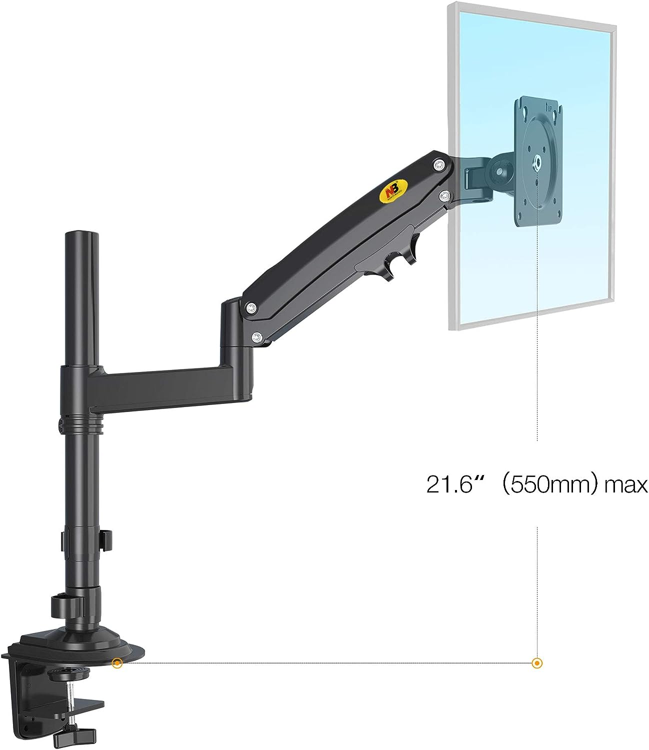 NB North Bayou Monitor Desk Mount Long Arm for 22''-35''Monitors, Ultra Wide Full Motion Swivel Height Adjustable Monitor Stand H100-B