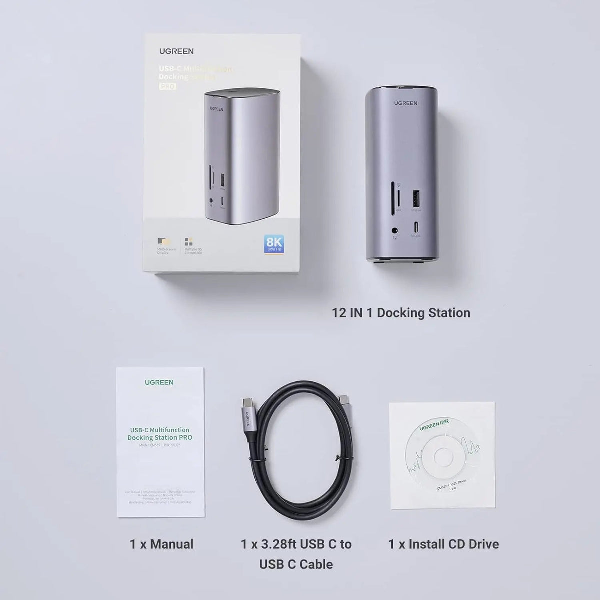 UGREEN Revodok Pro 312 12-in-1 DisplayLink USB-C Docking Station, Triple Display, 100W PD (90325)