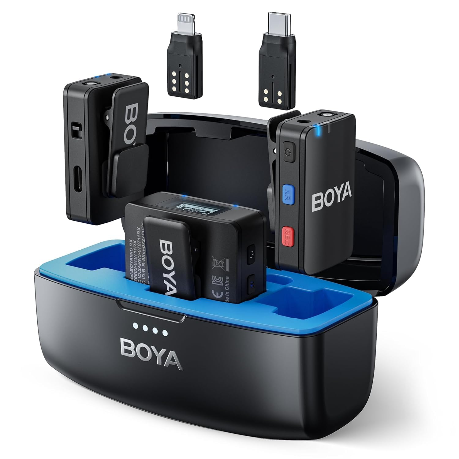 BOYAMIC Wireless Lavalier Microphone for iPhone Android Tablets Camera,Onboard Recording,984ft Range, 10h Battery Life with Charging Case, Clip on Wireless Lapel Mic for Live Streaming Video Recording