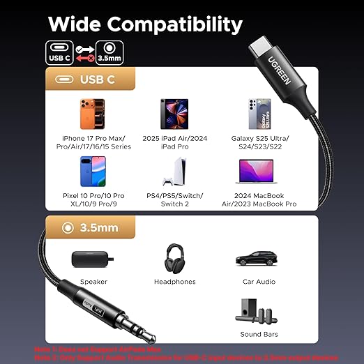 UGREEN USB-C to 3.5mm Hi-Res Audio Adapter Cable 3m (65102)