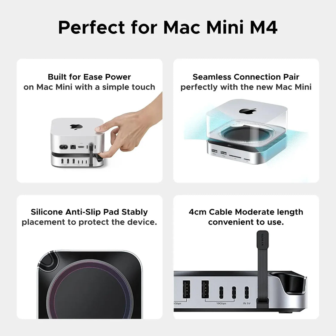UGREEN Mac mini M4 or M4 Pro Dock 11-in-1 USB C Hub 8TB M.2 NVMe 10Gbps 5X USB-A 2X Type-C SD/TF Card Docking Station (65487) - GOLCHHA COMPUTERS 
