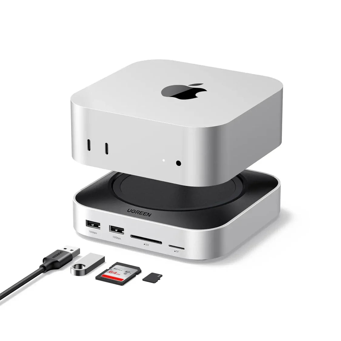 UGREEN Mac mini M4 or M4 Pro Dock 11-in-1 USB C Hub 8TB M.2 NVMe 10Gbps 5X USB-A 2X Type-C SD/TF Card Docking Station (65487) - GOLCHHA COMPUTERS 