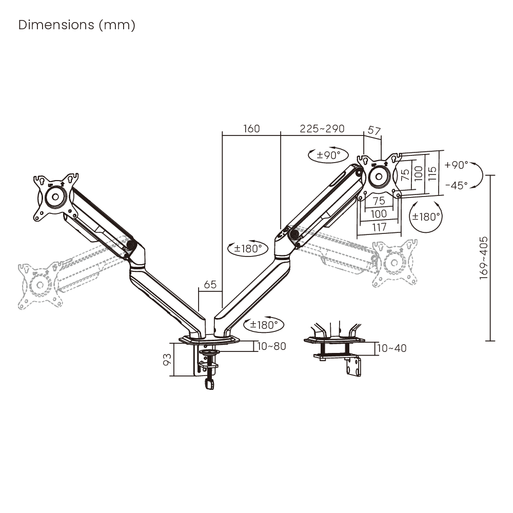 Lumi LDT112-C024E Spring-Assisted Dual Monitor Arm (Black)