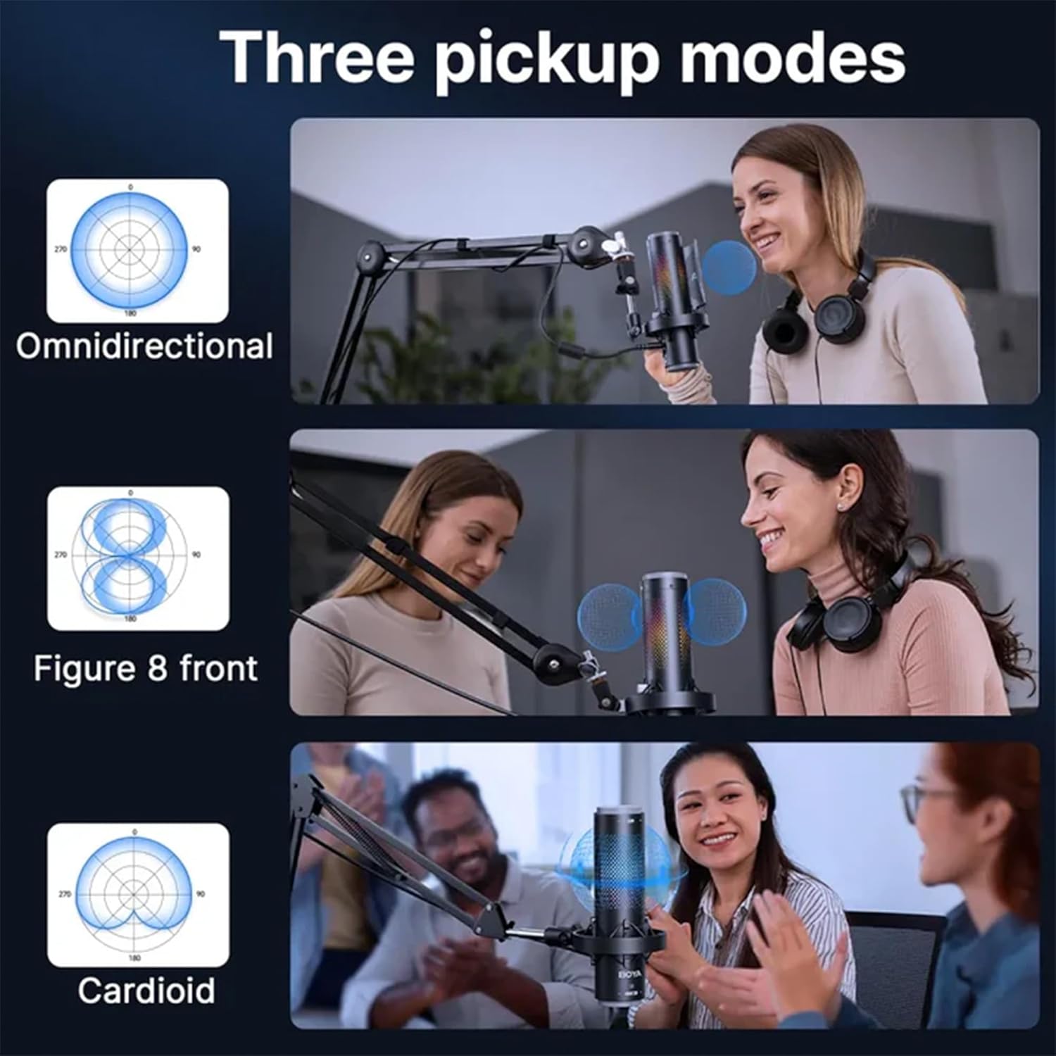 BOYA K9 RGB Gaming Condenser Mic Kit with Pop Filter, Shock Mount, Cover & USB-C Cable – Ideal Podcast Mic Set for Podcasting, Streaming and Gaming (Black)