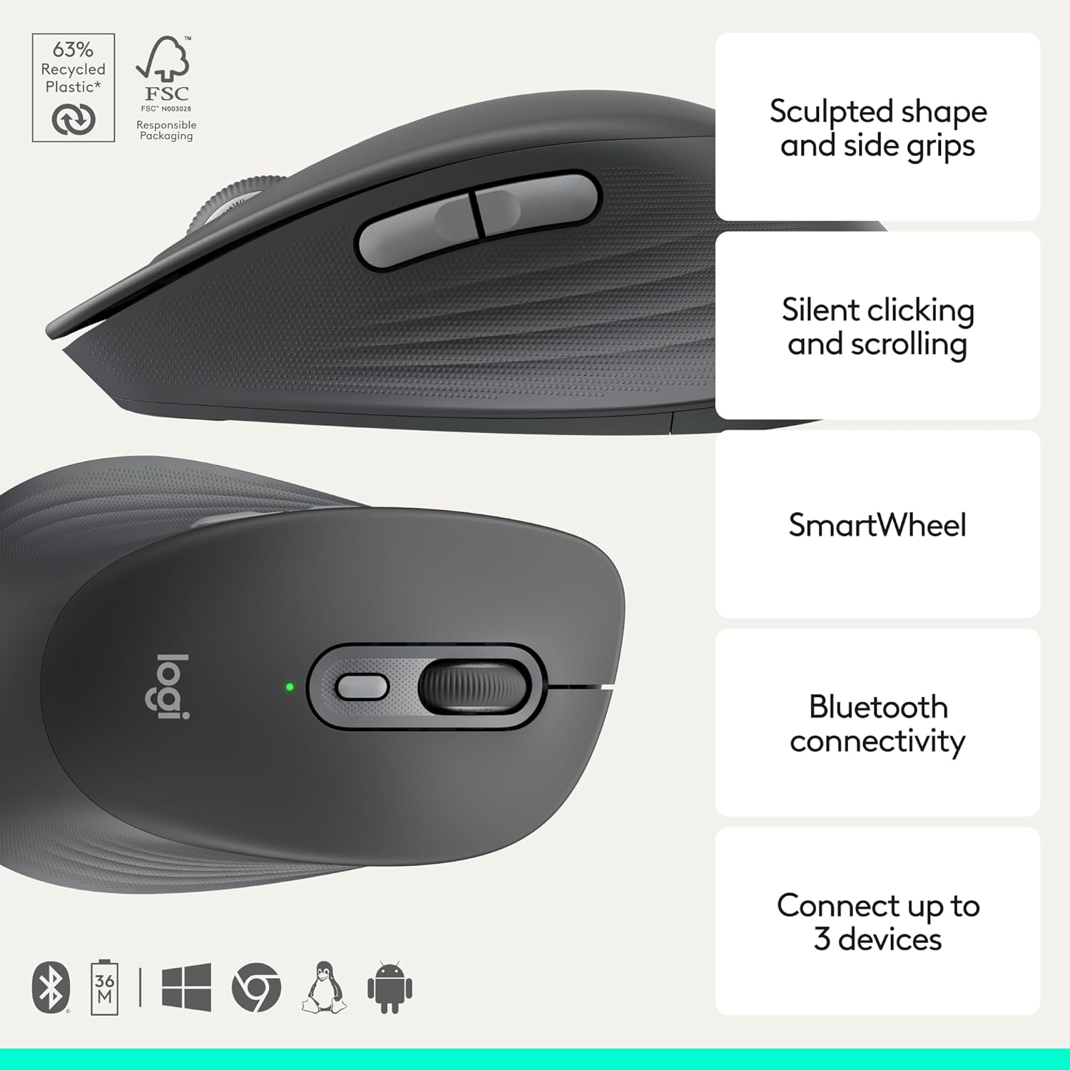 Logitech Signature Comfort M840 L Bluetooth mouse for all-day comfort