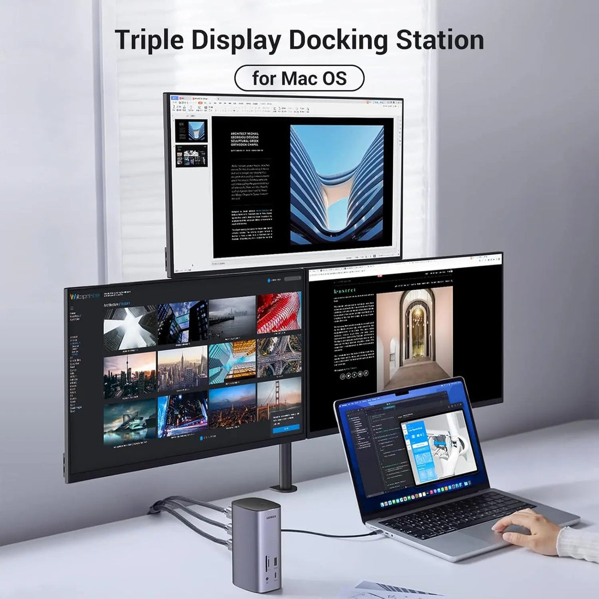 UGREEN Revodok Pro 312 12-in-1 DisplayLink USB-C Docking Station, Triple Display, 100W PD (90325)