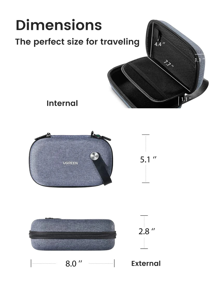 UGREEN Double-Layer Tech Organizer Travel Case, Grey (50903)