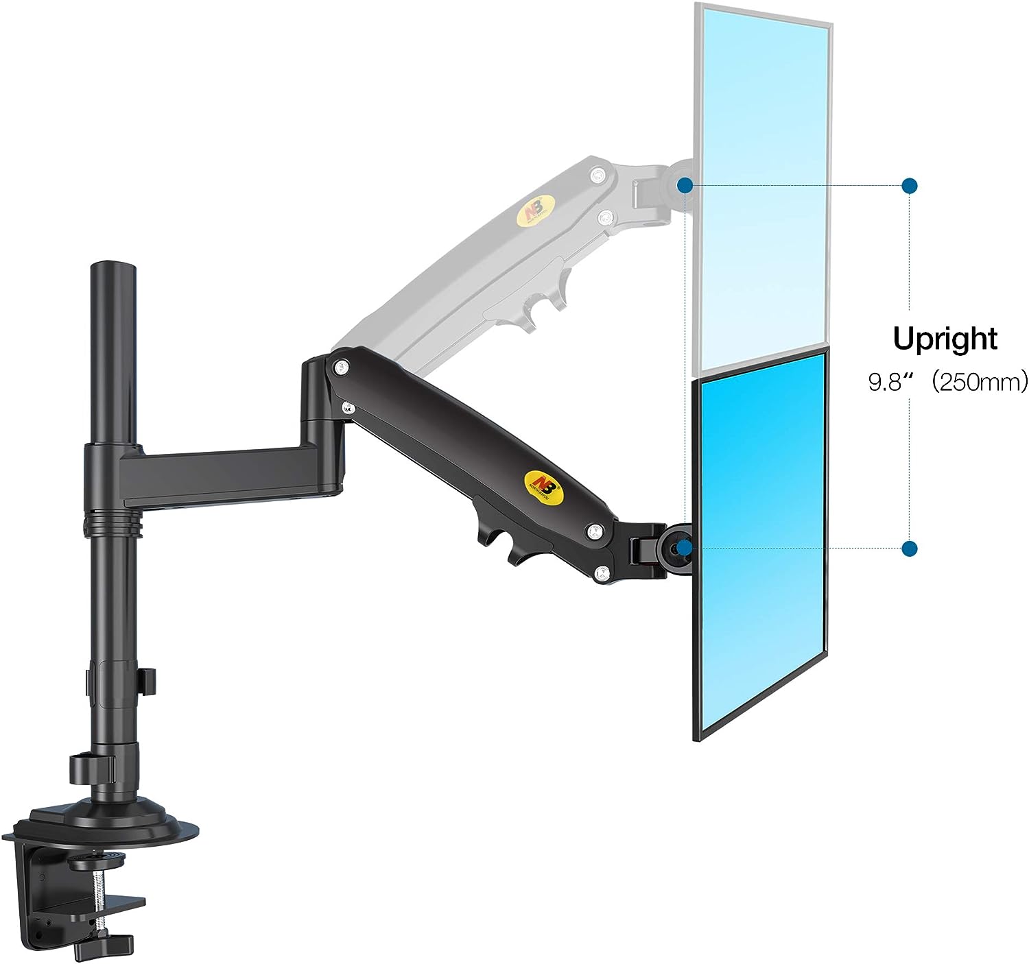 NB North Bayou Monitor Desk Mount Long Arm for 22''-35''Monitors, Ultra Wide Full Motion Swivel Height Adjustable Monitor Stand H100-B