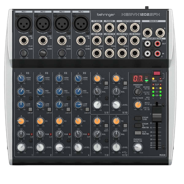 Behringer Xenyx 1202SFX Premium Analog 12-Input Mixer with USB Streaming Interface and Klark Teknik Effects - Golchha Computers