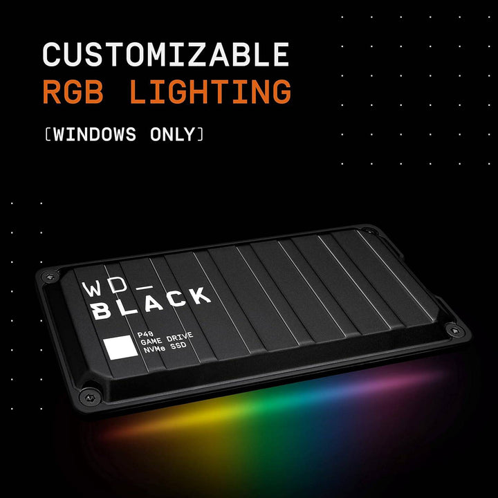 WD Black P40 Game Drive 2000MB/s R, 2000MB/s W, External SSD, USB 3.2 Gen2X2, Customisable RGB Lighting for Desktop, Mac, Gaming Console - Golchha Computers