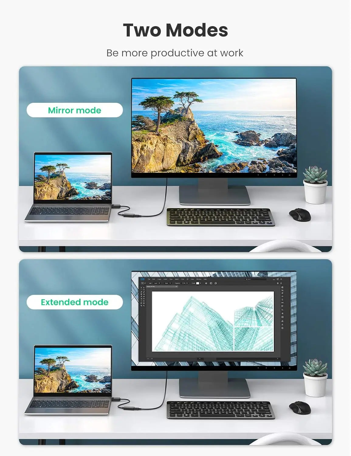 UGREEN DisplayPort to HDMI Adapter 4K 60Hz, 25cm (70694)