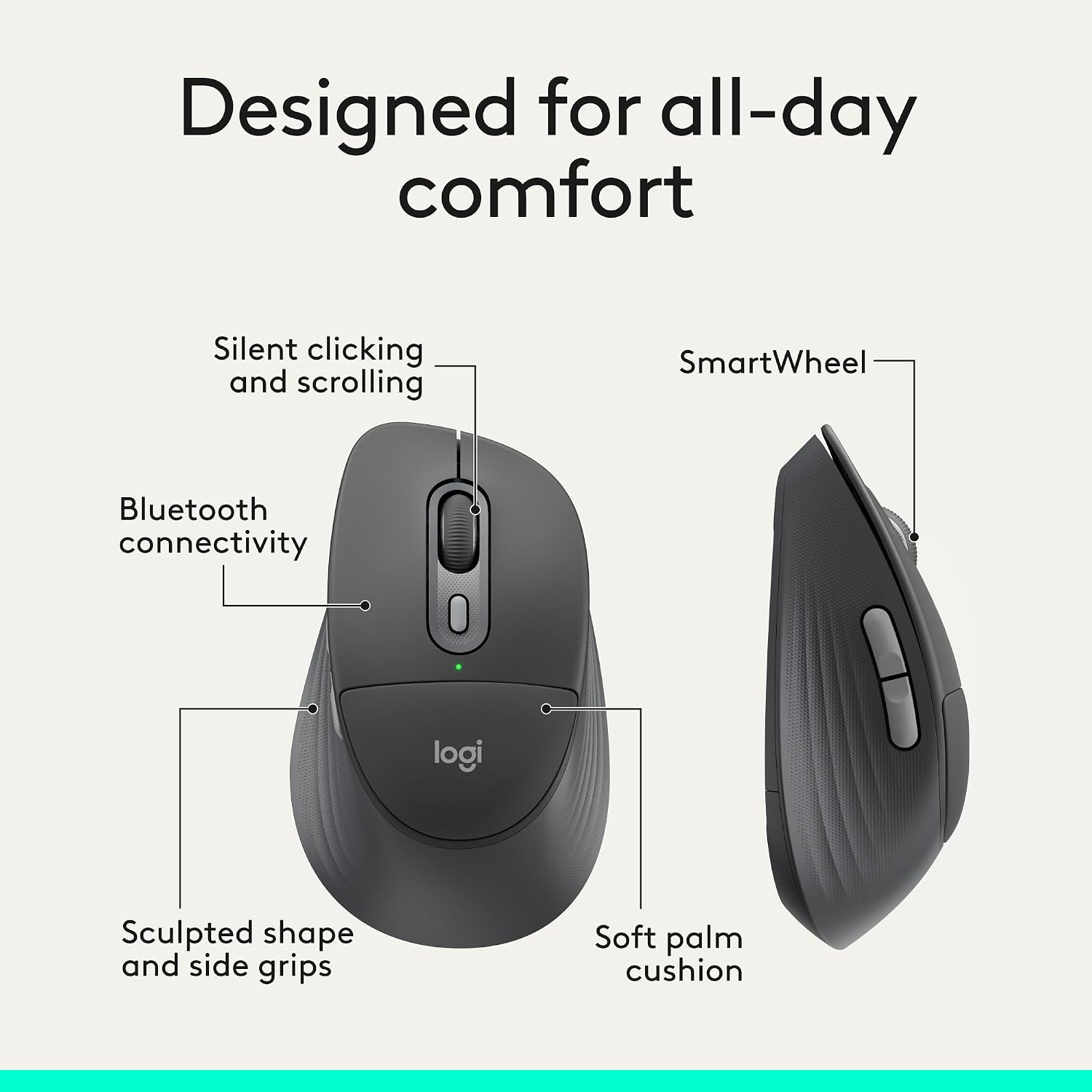 Logitech Signature Comfort Plus M850 L Wireless Bluetooth mouse with palm cushion for enhanced comfort