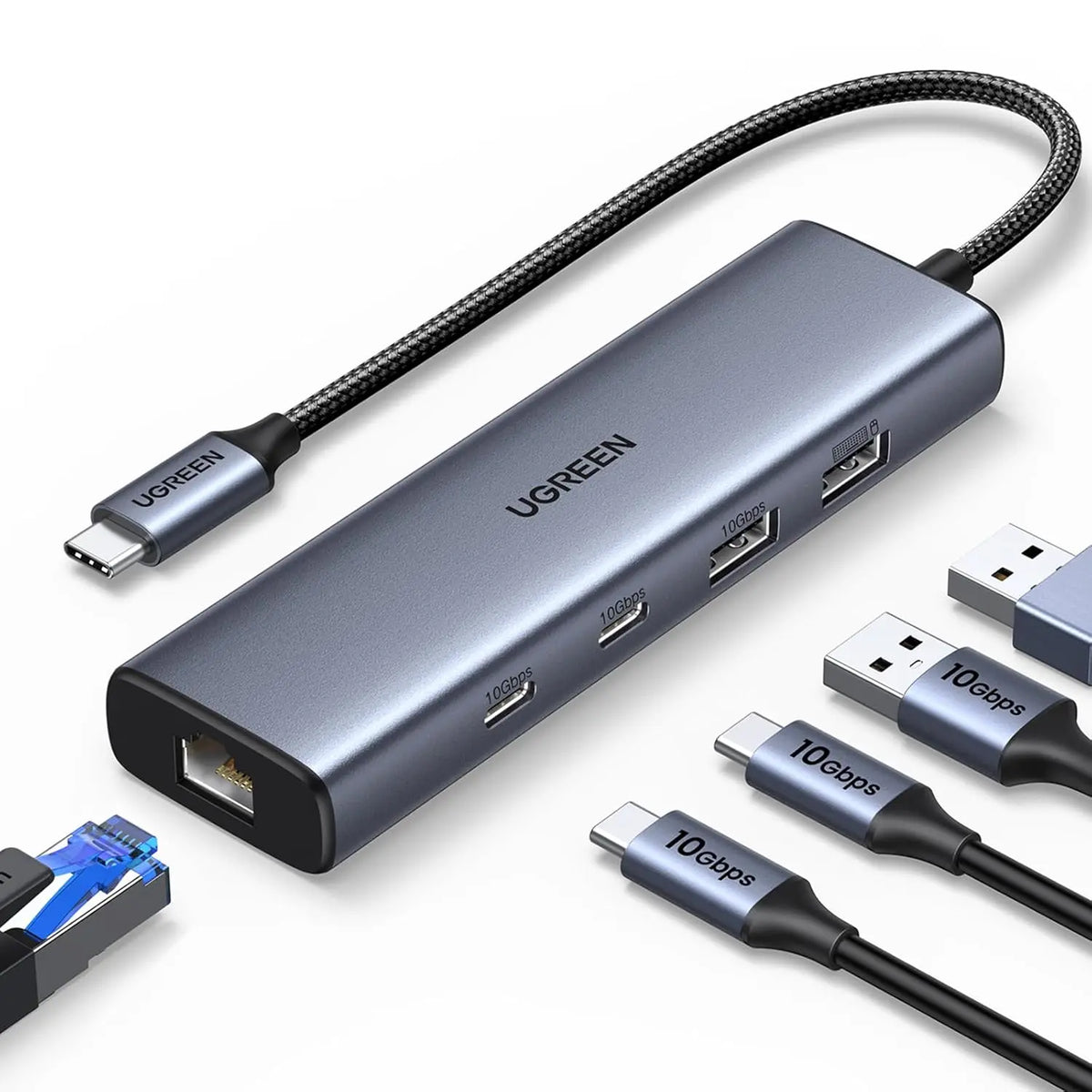 UGREEN CM512 6-in-1 USB-C Hub with 10Gbps Data Ports, Gigabit Ethernet & Auxiliary Power (45320)