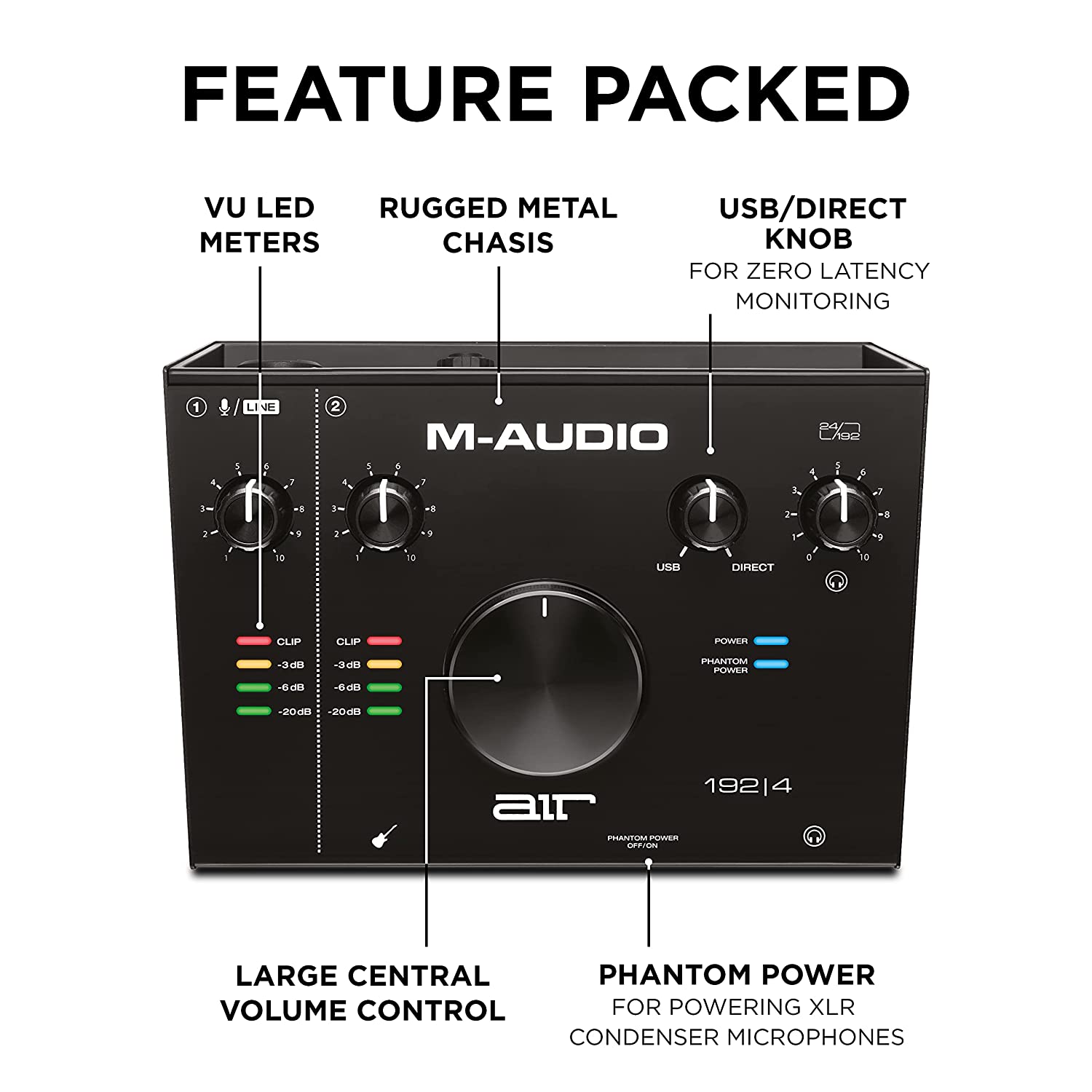 M-Audio AIR 192|4 | 2-In 2-Out USB Audio Interface with Recording Software from ProTools & Ableton Live, Plus Studio-Grade FX & Virtual Instruments - Golchha Computers