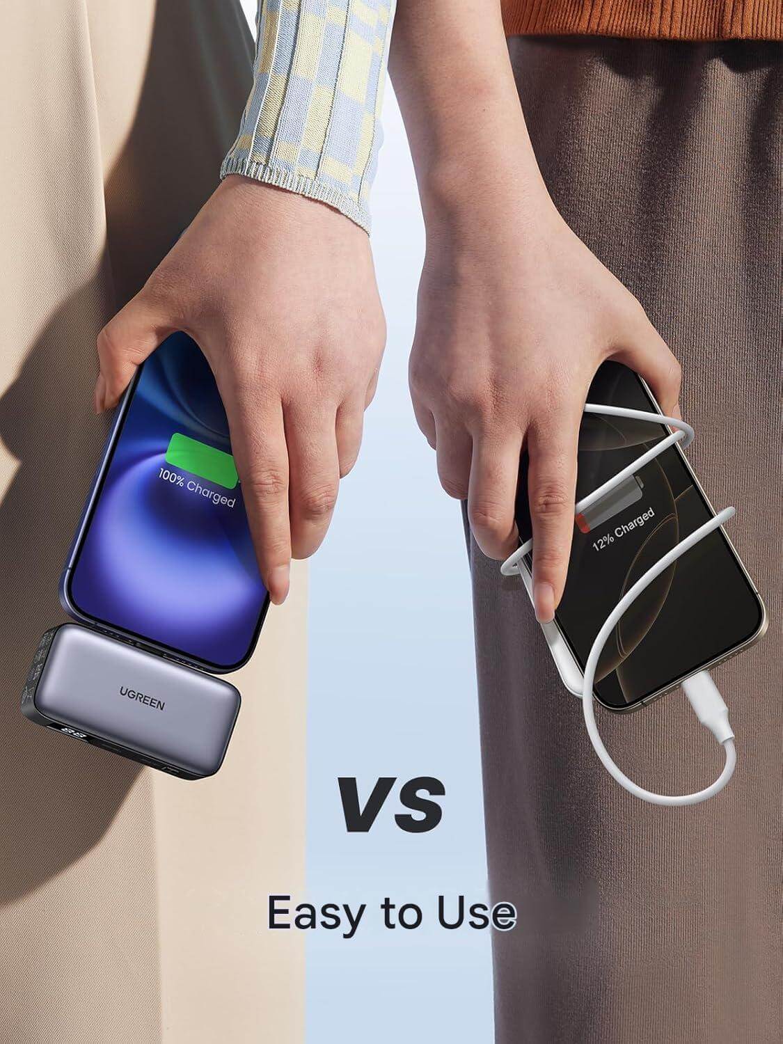 UGREEN 5000mAh 22.5W Mini Power Bank with Built-in USB-C Connector & Stand (35338)