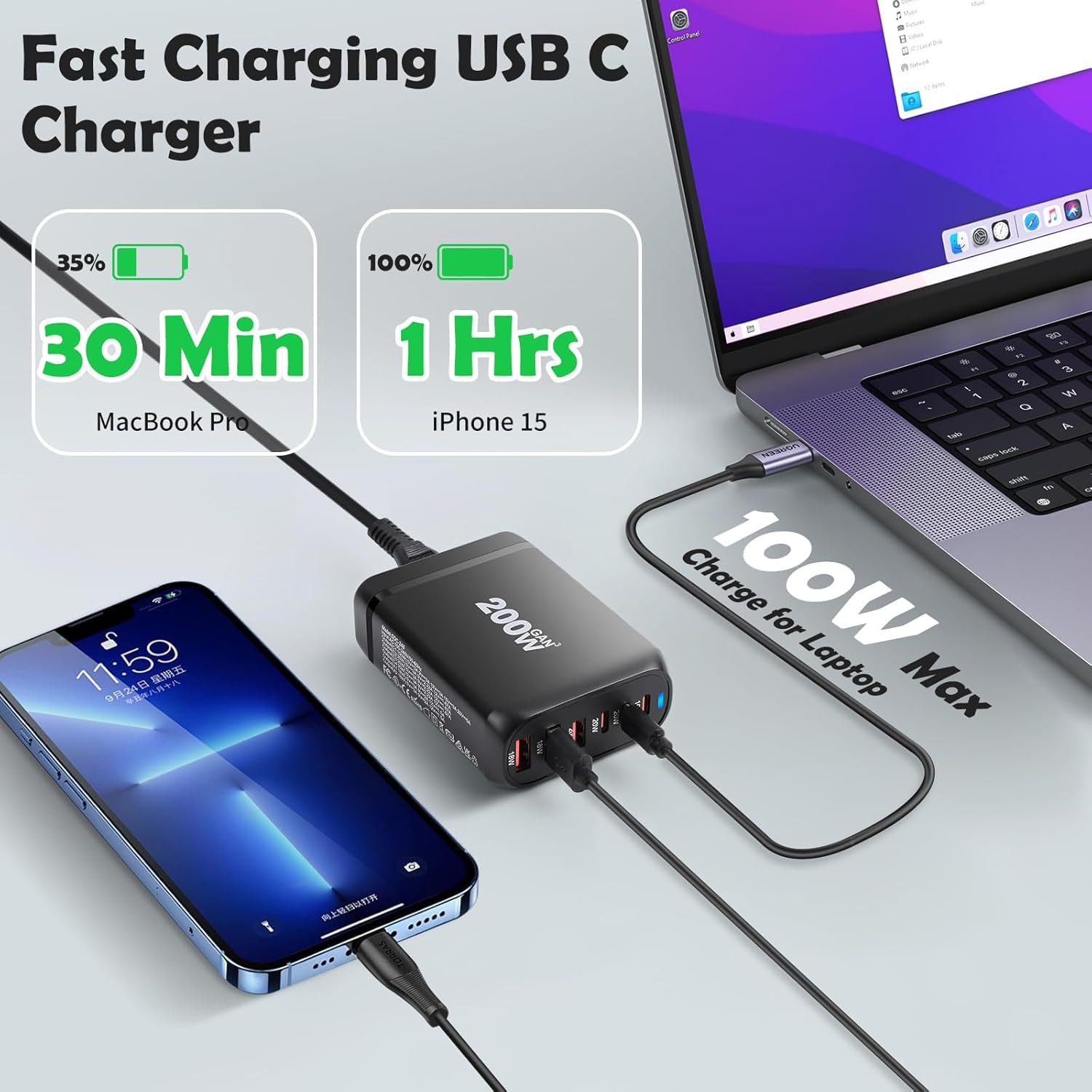 MX 200W GaN USB C Charging Station