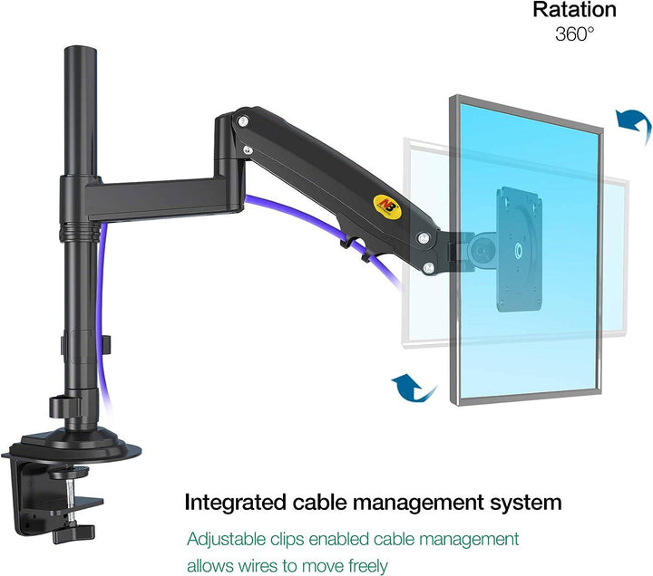 NB North Bayou Monitor Desk Mount Long Arm for 22''-35''Monitors, Ultra Wide Full Motion Swivel Height Adjustable Monitor Stand H100-B - Golchha Computers