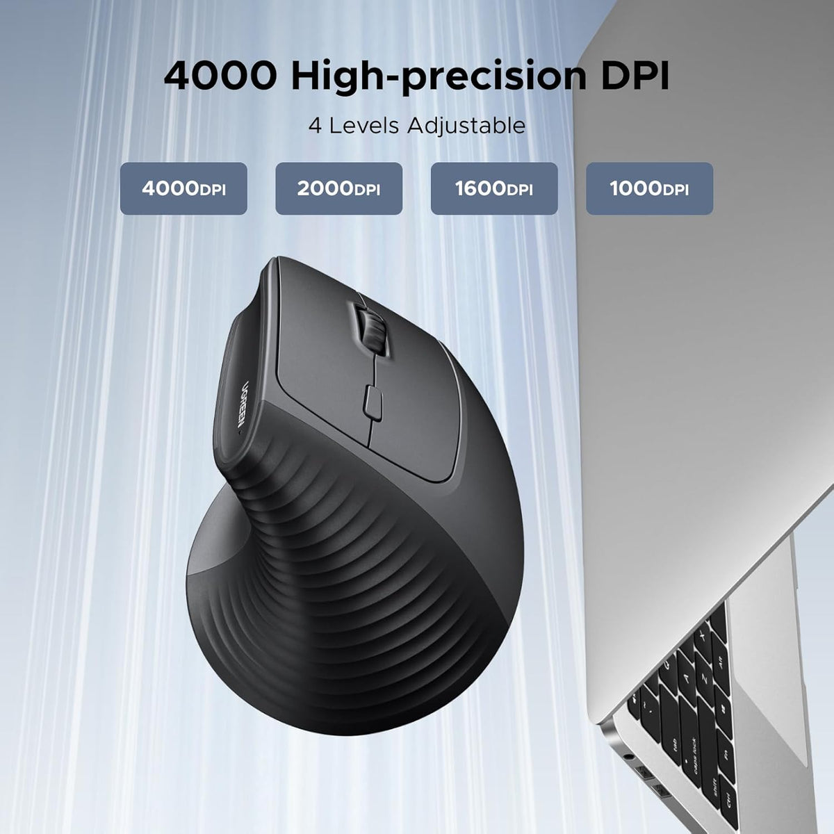UGREEN Wireless Vertical Ergonomic Mouse, 4000 DPI, 6 Buttons (55916)