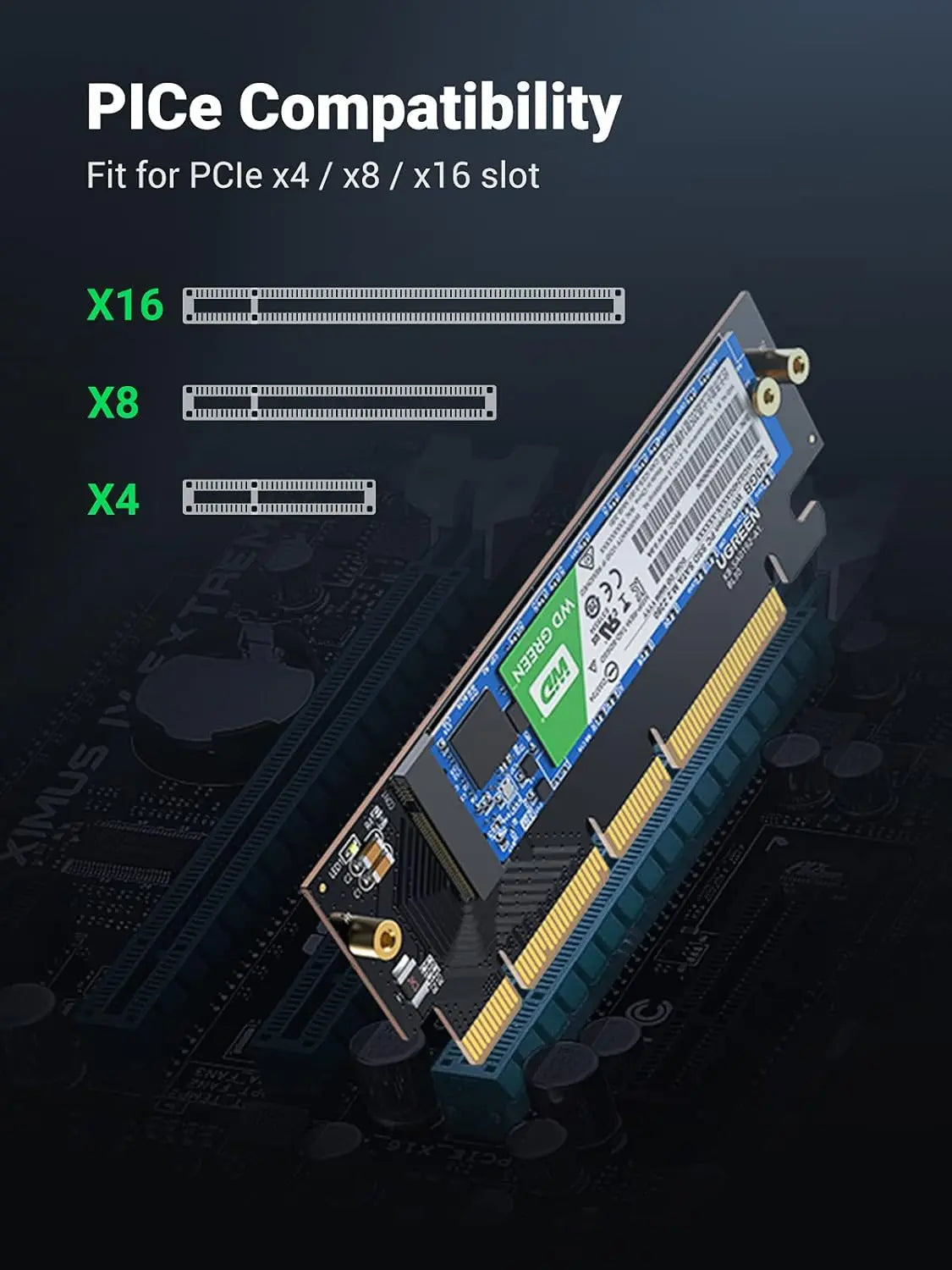 UGREEN PCIe 4.0 to M.2 NVMe Expansion Card with Heatsink (30715)