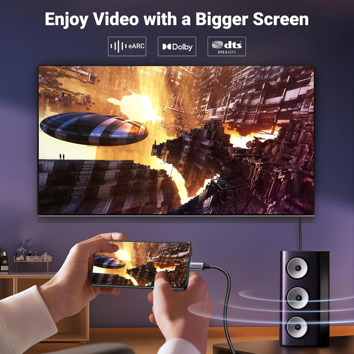 UGREEN Unidirectional USB C to DisplayPort 1.4 Cable 8K@60Hz 4K@240Hz 2M (25158)