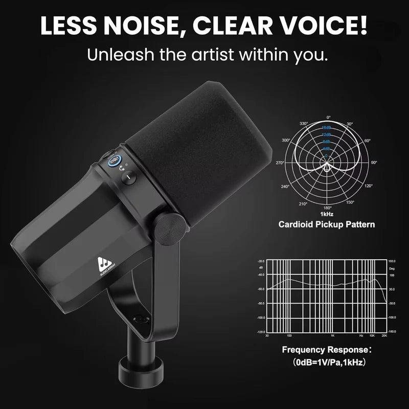 Audio Array AI-10 Professional Live Soundcard Mixer with Bluetooth WITH Audio Array AM-C11 XLR/USB Dynamic Podcast Microphone - GOLCHHA COMPUTERS 