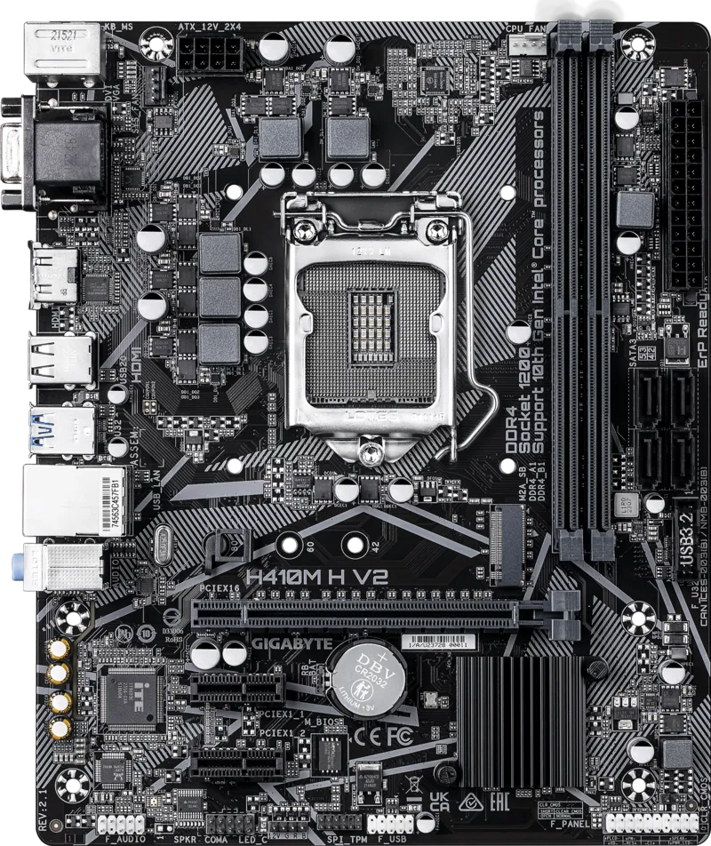 GIGABYTE H410M H V2 (Rev. 2.1) DDR4 Micro-ATX Motherboard (Intel LGA1200)