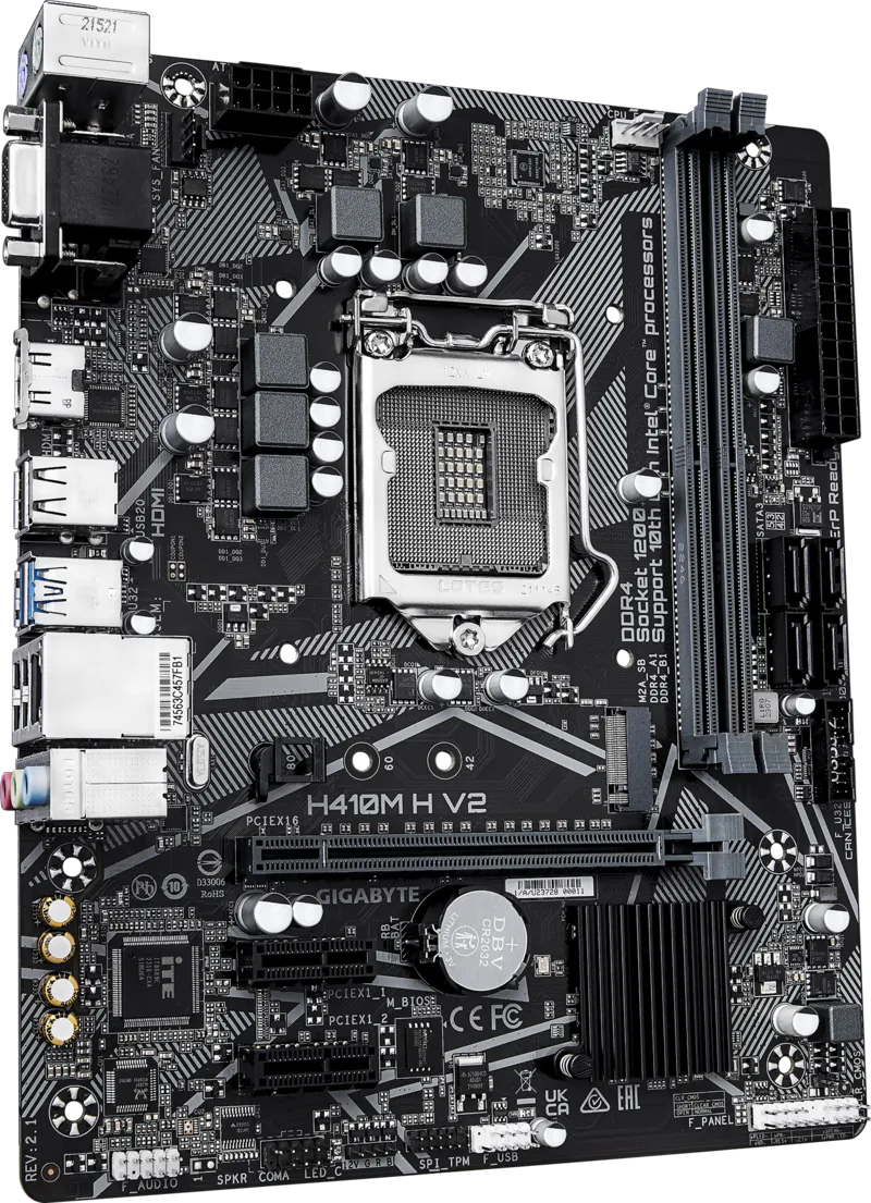 GIGABYTE H410M H V2 (Rev. 2.1) DDR4 Micro-ATX Motherboard (Intel LGA1200)