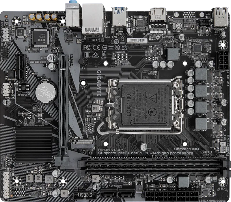 GIGABYTE H610M K DDR4 (Rev. 2.0) Micro-ATX Motherboard (Intel LGA1700)