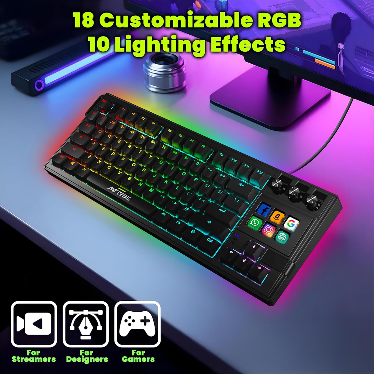Ant Esports Apex 400 Wired AI Hybrid RGB Stream Deck Mechanical Keyboard
