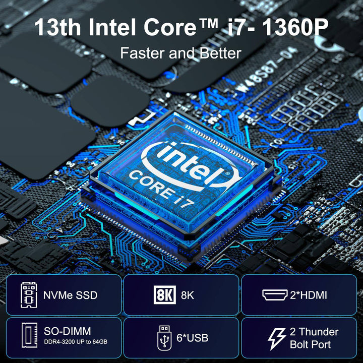 Intel / Asus NUC 13 Pro NUC13ANHi7, High-Speed i7 Processor, Iris Xe Graphics, 32GB RAM, 1TB SSD, Windows 11 Pro, Multi-Screen 8K Display, Advanced Connectivity - Dispatch In 3 Business Days - Golchha Computers