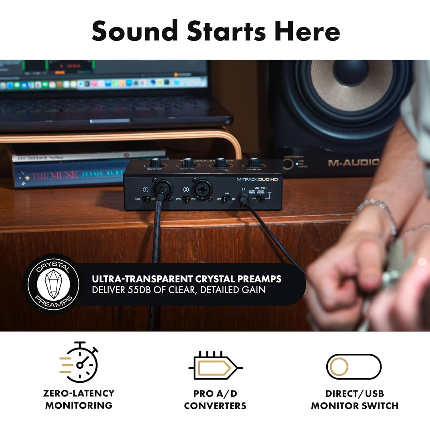 M-AUDIO M-TRACK DUO HD - Pro-Grade 2x2 USB-C Audio Interface for Mac, PC, iOS and Android