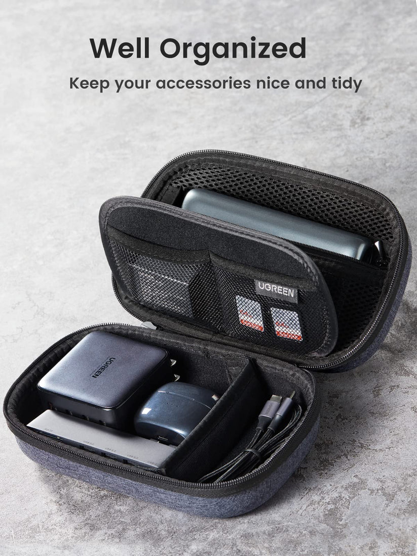 UGREEN Double-Layer Tech Organizer Travel Case, Grey (50903)