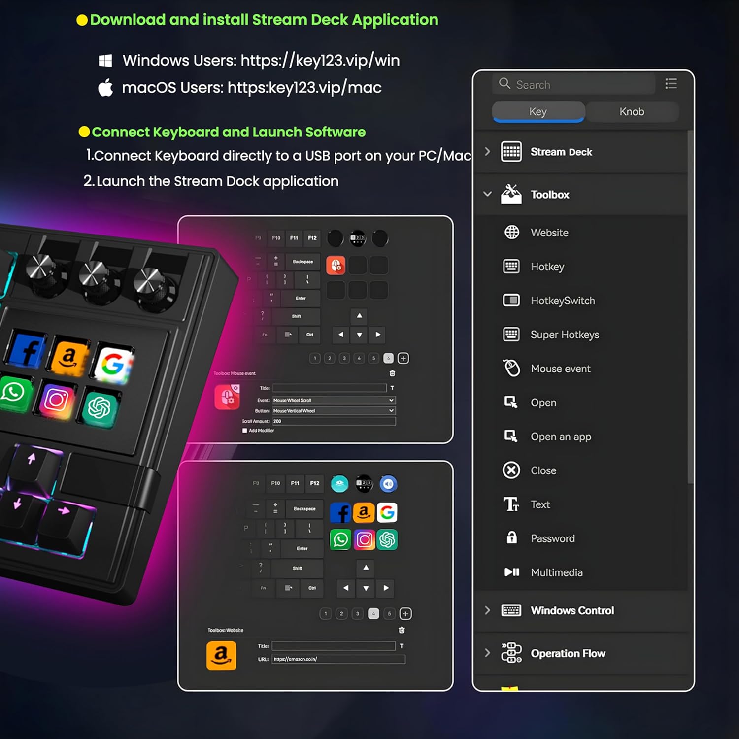 Ant Esports Apex 400 Wired AI Hybrid RGB Stream Deck Mechanical Keyboard