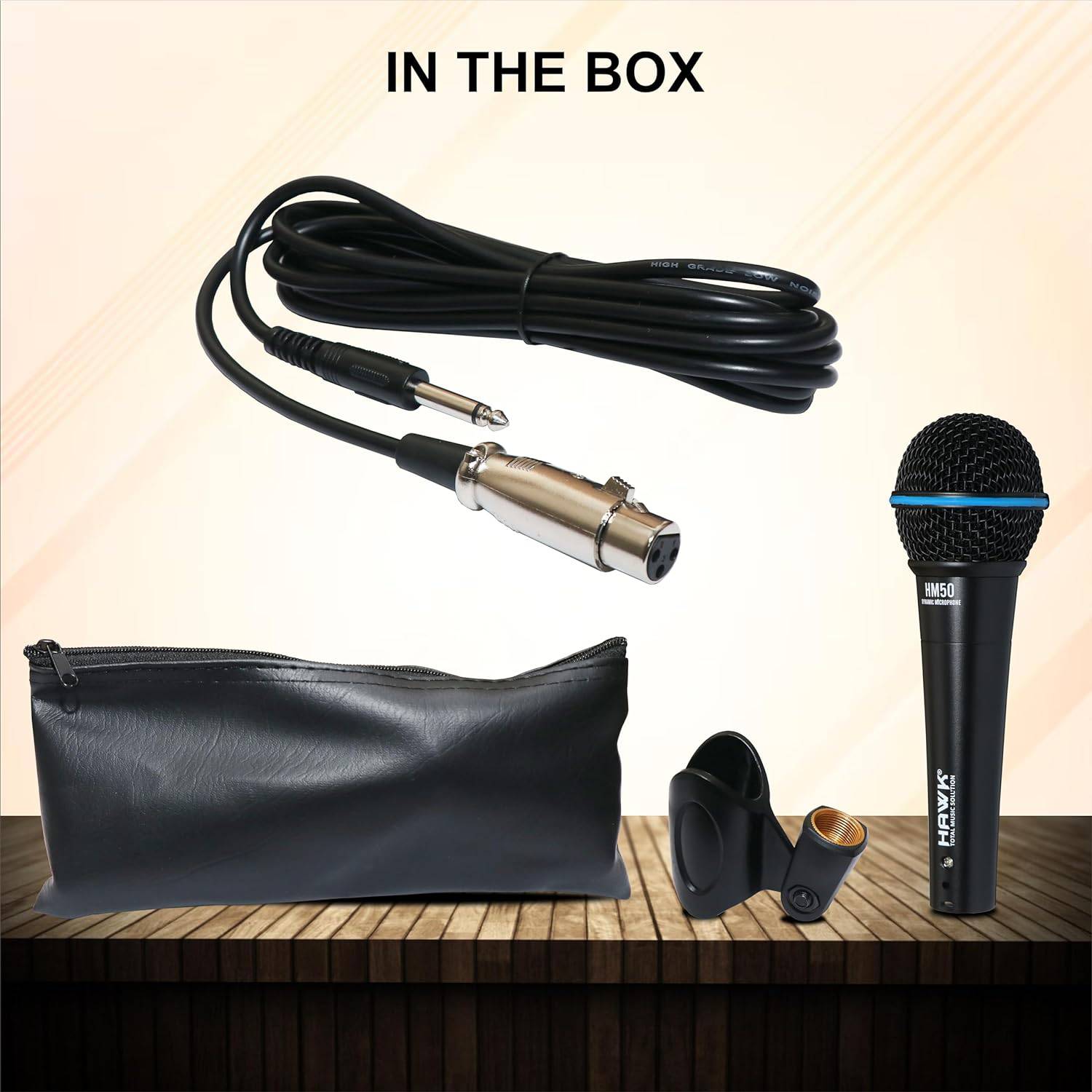 Hawk Proaudio HM 50 Handheld Dynamic Cardioid Wired Mic for Live, Recording, Speech, Karaoke with 6 Meter mic Cable, mic Holder and Pouch - Golchha Computers