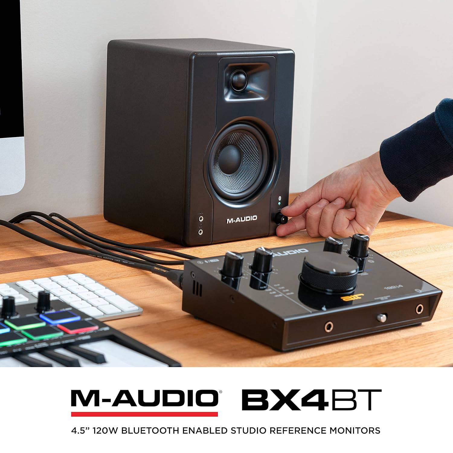 M-Audio BX4BT 4.5" Black Kevlar® 120-Watt Multimedia Bluetooth® Reference Monitors (pair) | Music Production | Live Streaming | Podcasting - Golchha Computers