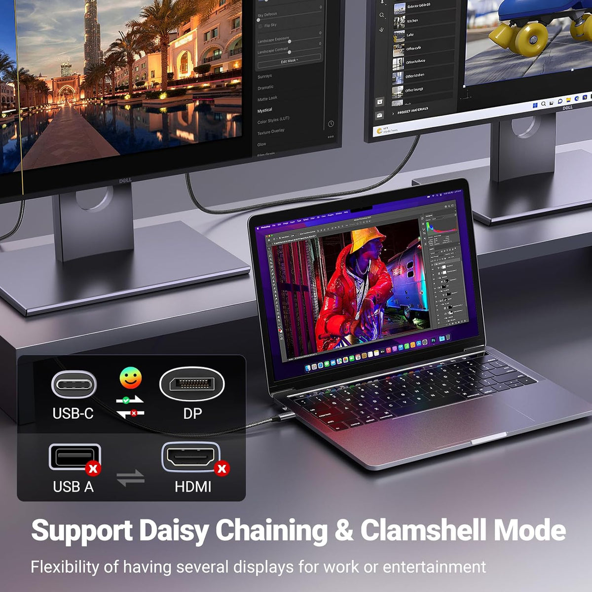 UGREEN Unidirectional USB C to DisplayPort 1.4 Cable 8K@60Hz 4K@240Hz 2M (25158)