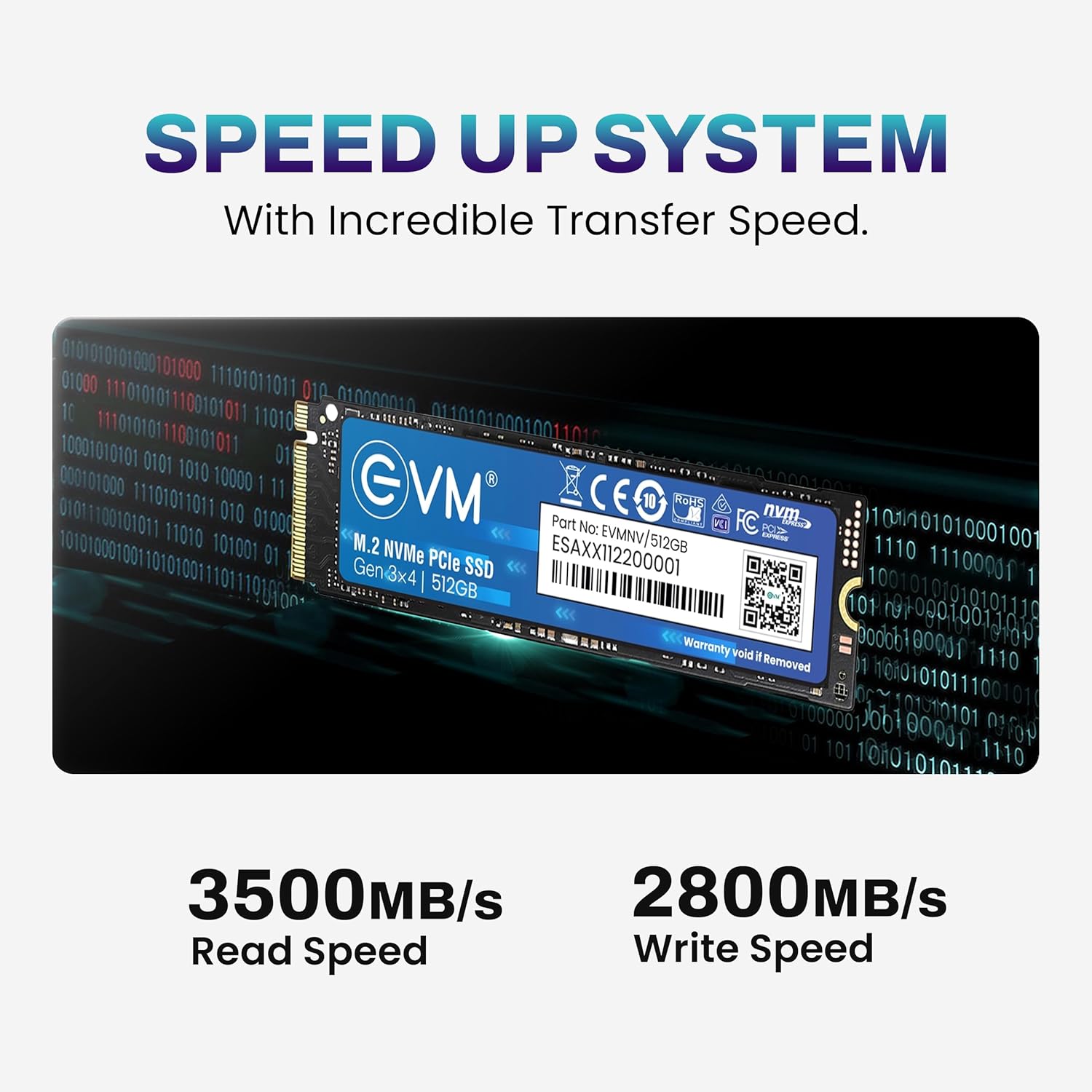 EVM NVMe Gen 3x4 Internal SSD (2280) – Upto 3500MB/s Read & 2800MB/s Write | PCIe 3.0 M.2 SSD - GOLCHHA COMPUTERS 