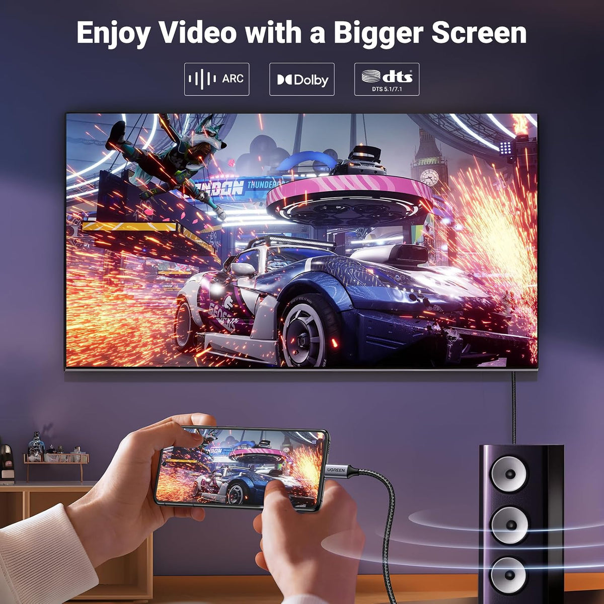 UGREEN 1M USB C to HDMI 2.1 Cable 8K@60Hz 4K@240/144/120Hz Type C Thunderbolt 4 (35596)