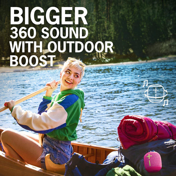 Ultimate Ears WONDERBOOM 3, Small Portable Wireless Bluetooth Speaker, Big Bass 360-Degree Sound for Outdoors, Waterproof, Dustproof IP67, Floatable, 40 m Range - Black - Golchha Computers