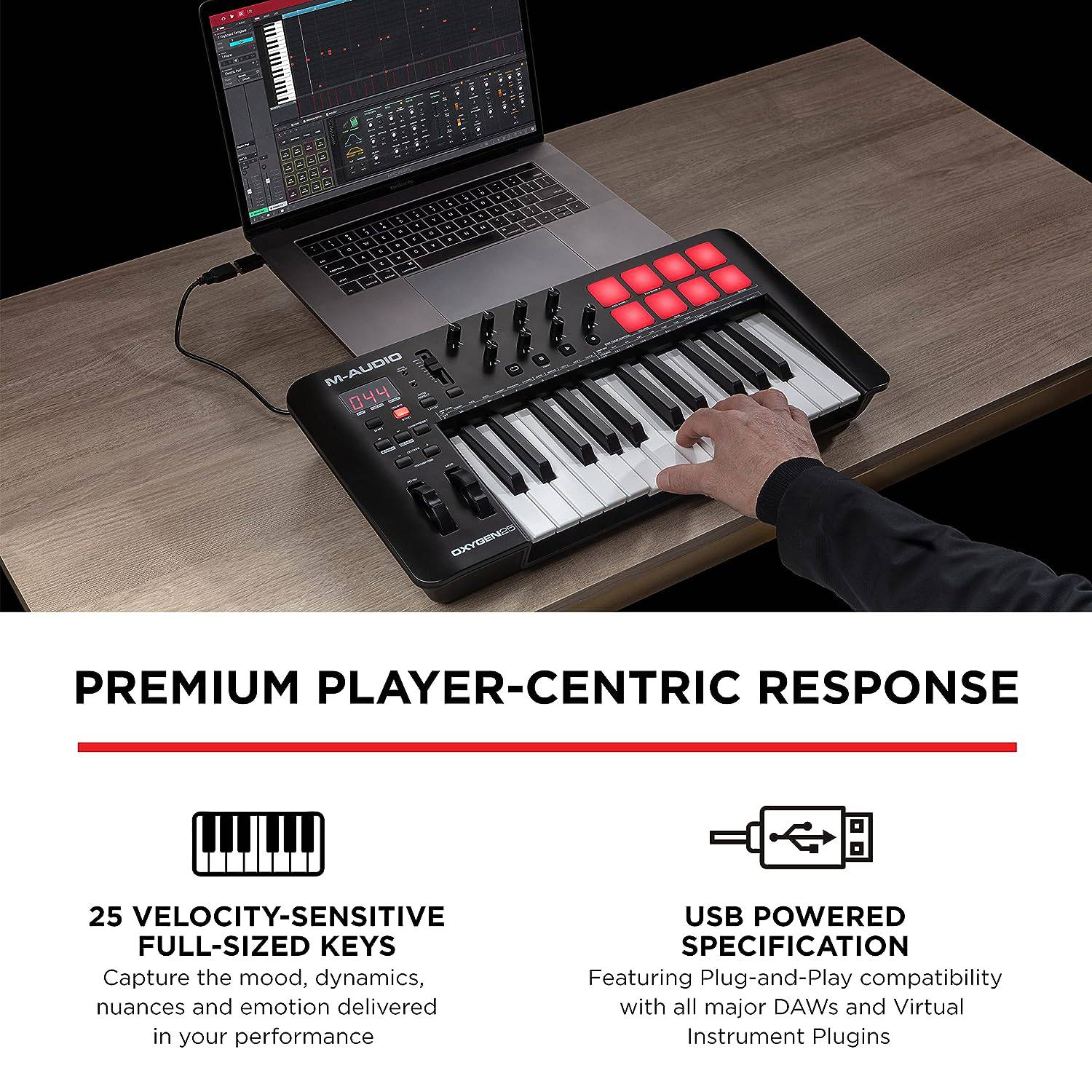 M-Audio Oxygen 25 (MKV) USB MIDI Controller with Smart Controls and Auto-Mapping