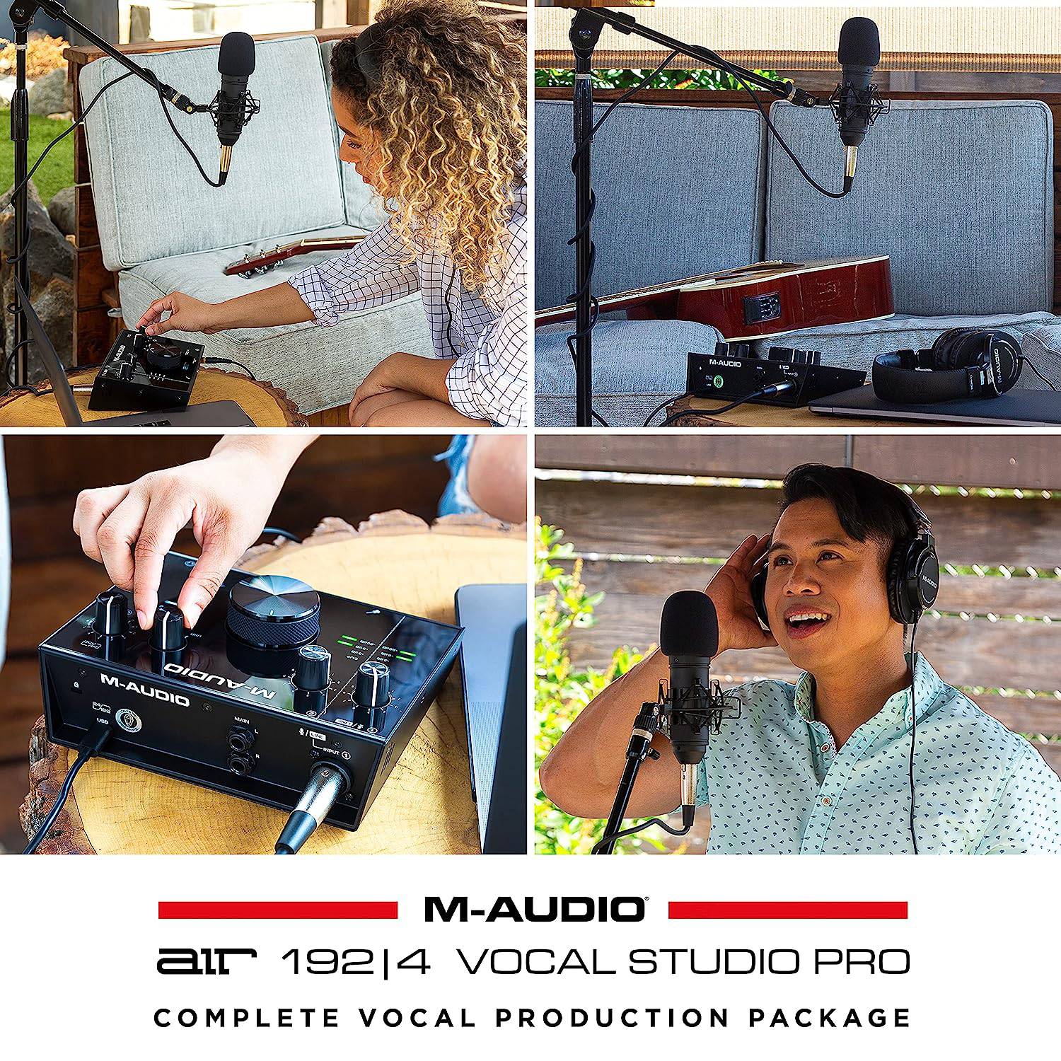 M-Audio AIR 192|4 Vocal Studio Pro -Complete Recording  kit -2-In/2-Out USB Audio Interface with Condenser Microphone, Shockmount, XLR Cable, Headphone - Golchha Computers