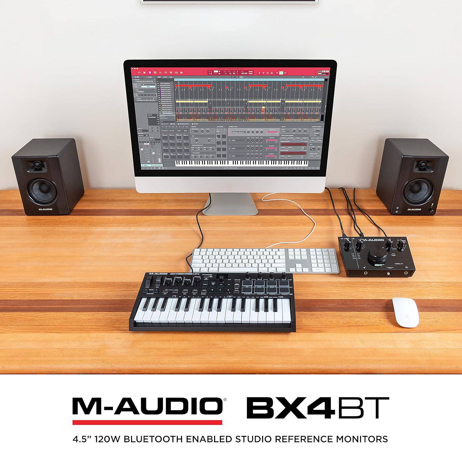 M-Audio BX4BT 4.5" Black Kevlar® 120-Watt Multimedia Bluetooth® Reference Monitors (pair) | Music Production | Live Streaming | Podcasting - Golchha Computers