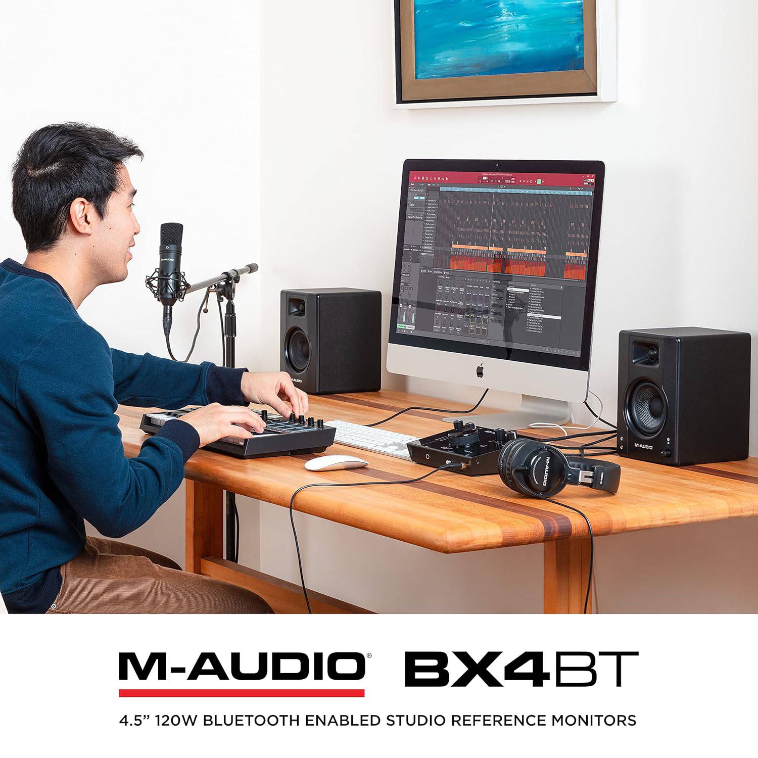 M-Audio BX4BT 4.5" Black Kevlar® 120-Watt Multimedia Bluetooth® Reference Monitors (pair) | Music Production | Live Streaming | Podcasting - Golchha Computers