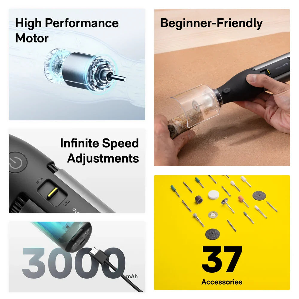 HOTO 12V Rotary Tool Pro Cordless rotary tool kit for cut, sand, polish (HFE0018GL) - GOLCHHA COMPUTERS 