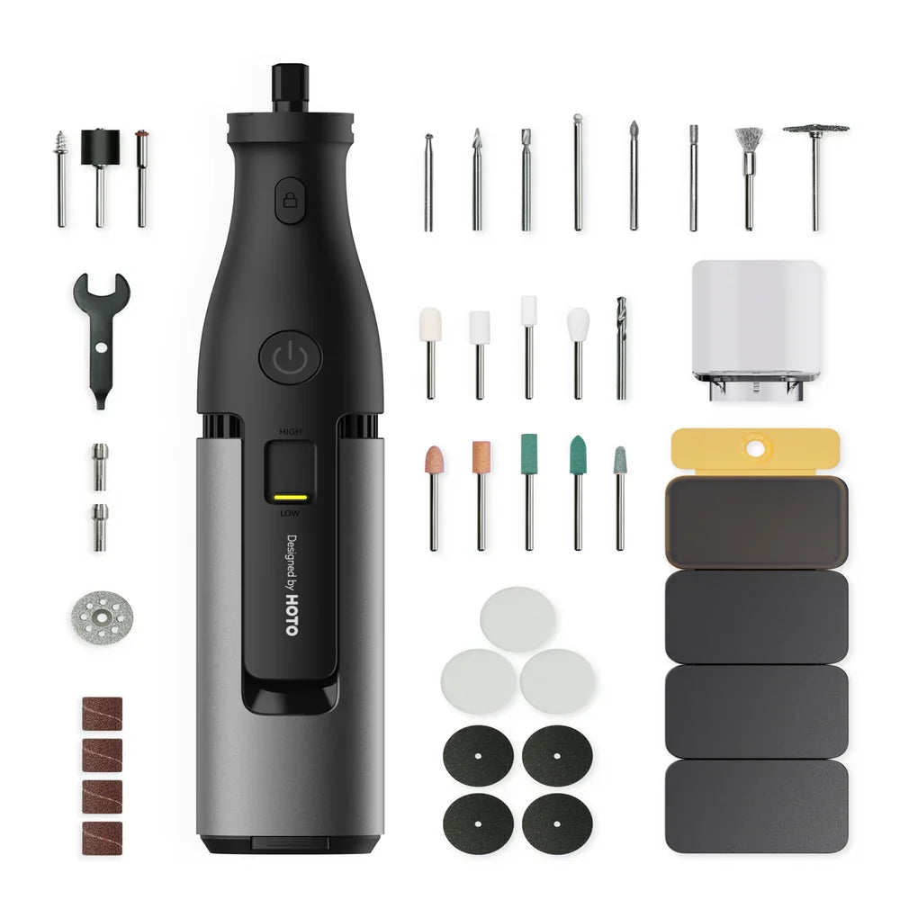 HOTO 12V Rotary Tool Pro Cordless rotary tool kit for cut, sand, polish (HFE0018GL) - GOLCHHA COMPUTERS 