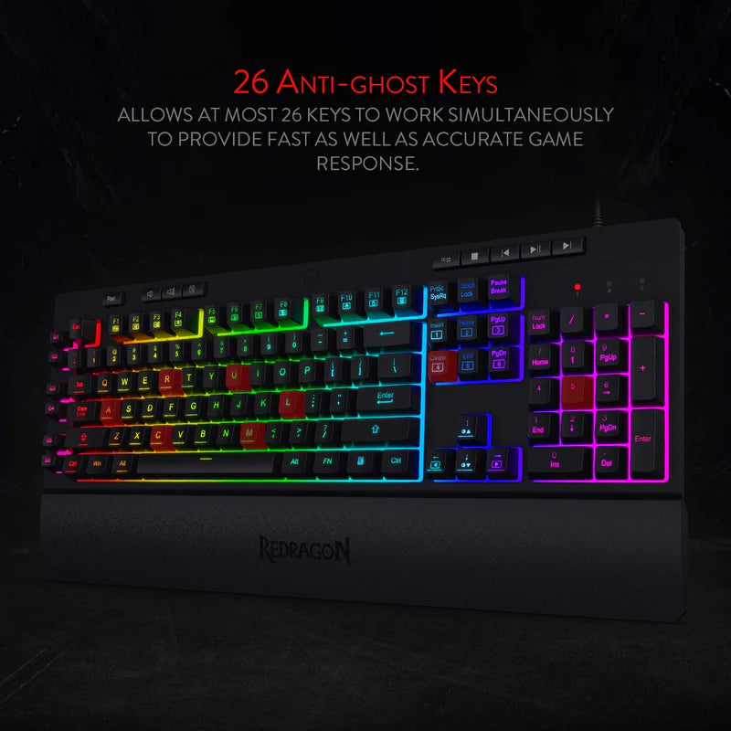 REDRAGON SHIVA K512- WIRED MEMBRANE KEYBOARD RGB BLACK - GOLCHHA COMPUTERS 